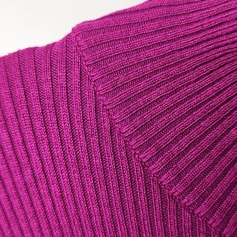 Express Ribbed Mock Turtleneck Cropped‎ Knit Sweater Top Fuchsia Pink